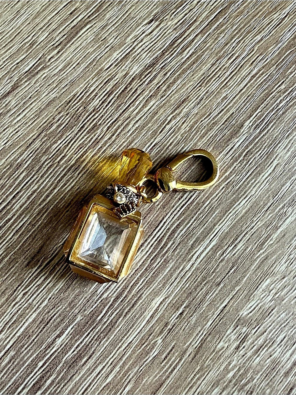 Juicy Couture Perfume Bottle Charm Gold & Clear Crystal